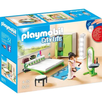 Playmobil 9271 Chambre avec Espace Maquillage - City Life - avec Un Personnage, Un lit, Miroir de Maquillage, Tabouret et Colonne Lumineuse Fonctionnelle - pour aménager La Maison Moderne - Dès 4 Ans