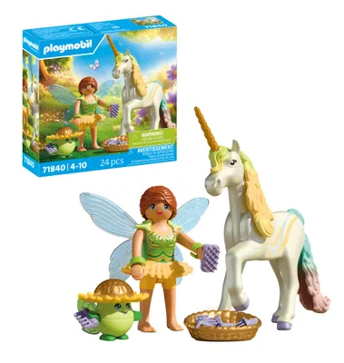 Playmobil | Magic Unicorns | Licorne de Collection Fleur d'arc-en-Ciel avec fée | avec Accessoires interchangeables et détails Magiques | Cadeau Parfait pour Les Enfants à partir de 4 Ans | 71840