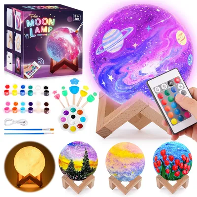 Cadeau Fille 10 8 6 7 9 Ans: Activité Manuelle Jouet pour Enfant 7-5-8-11-12 Ans Loisirs Créatifs Fille 6-10 An Bricolage Veilleuse Enfant Kit Peinture Lampe Lune Idee Cadeau Anniversaire Deco Chambre